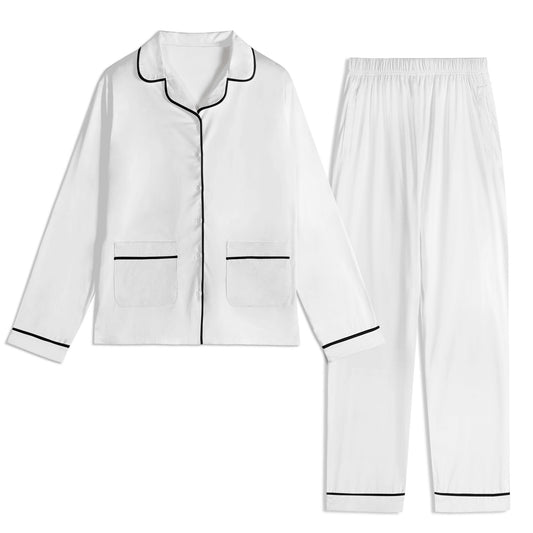 Caleb Unisex Long Sleeve white Pajama Set