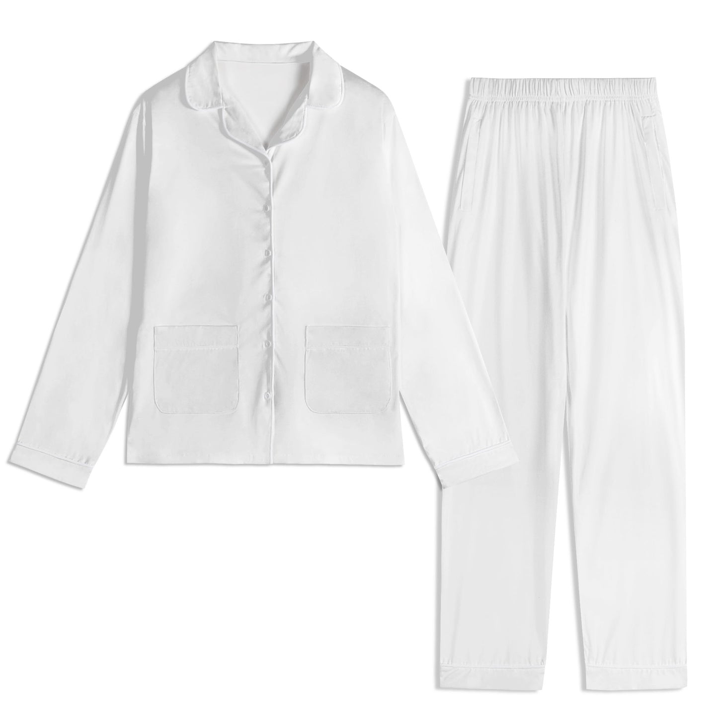 Caleb Unisex Long Sleeve white Pajama Set