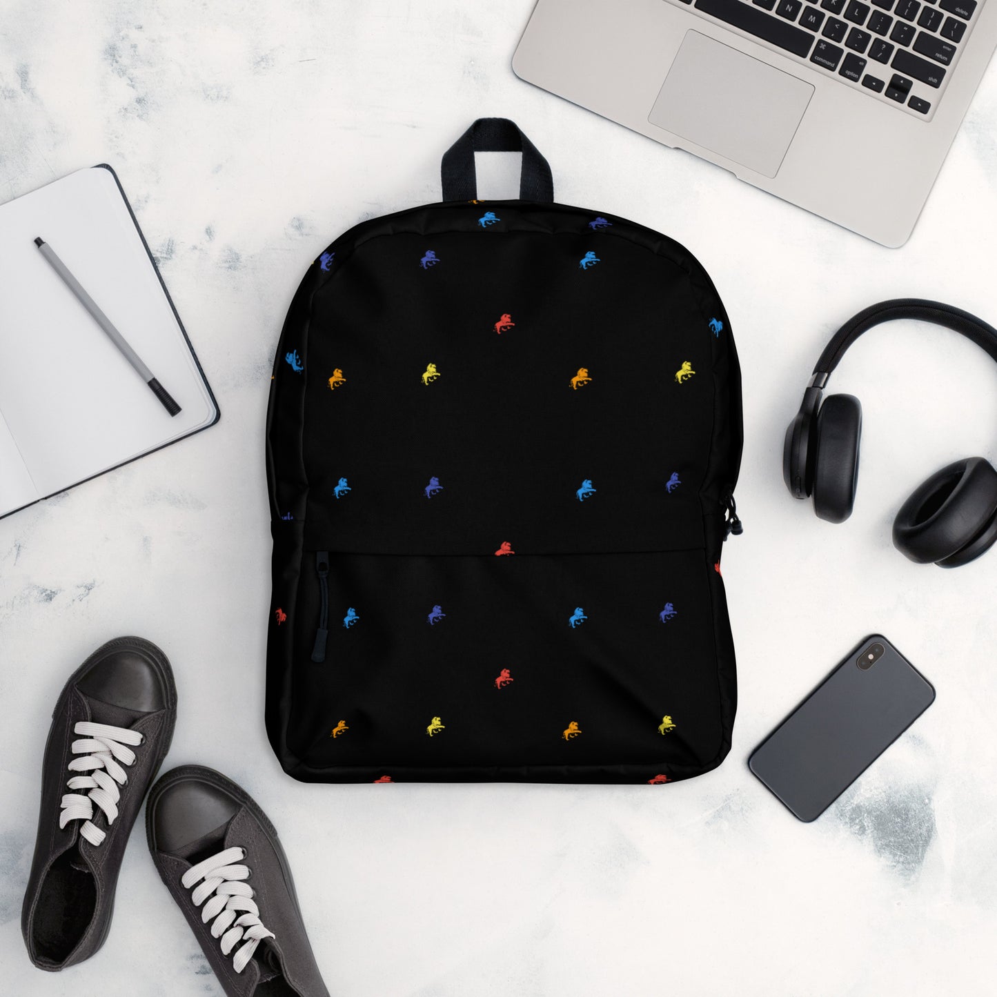 Lion monogram water resistant black Backpack