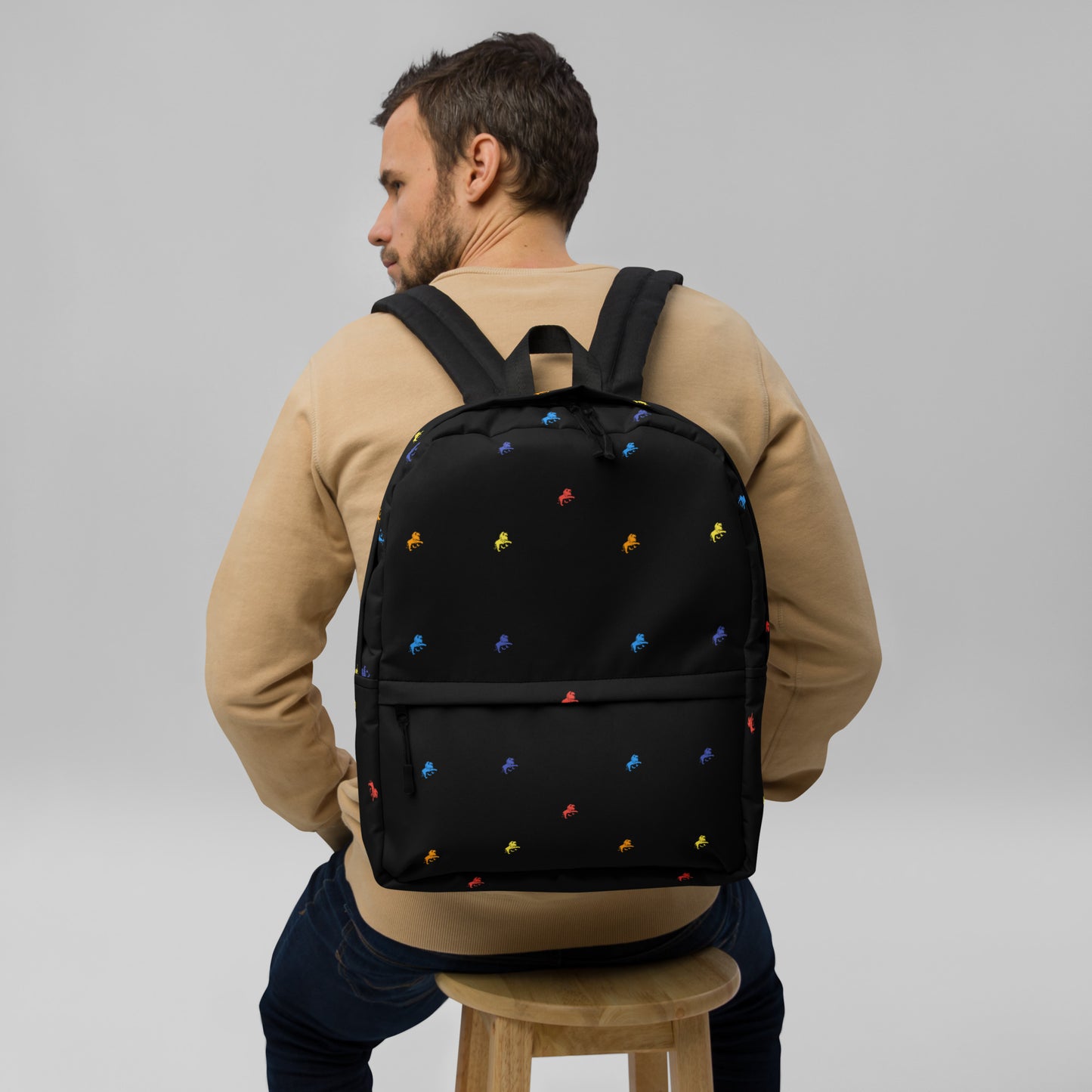 Lion monogram water resistant black Backpack