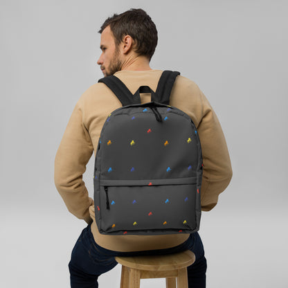 lion logo monogram grey Backpack