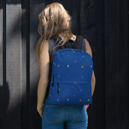 lion logo monogram blue Backpack