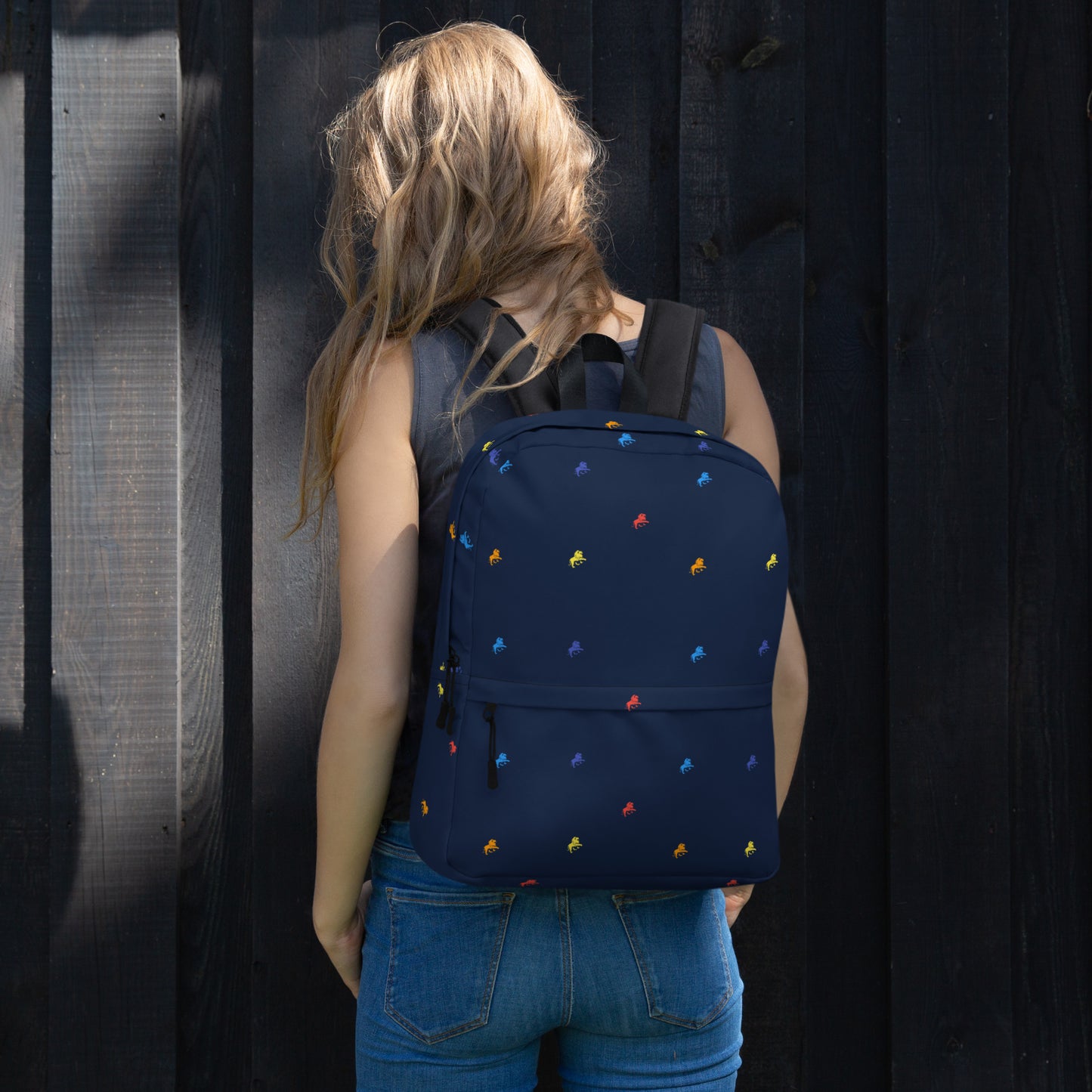 Lion logo monogram navy blue Backpack