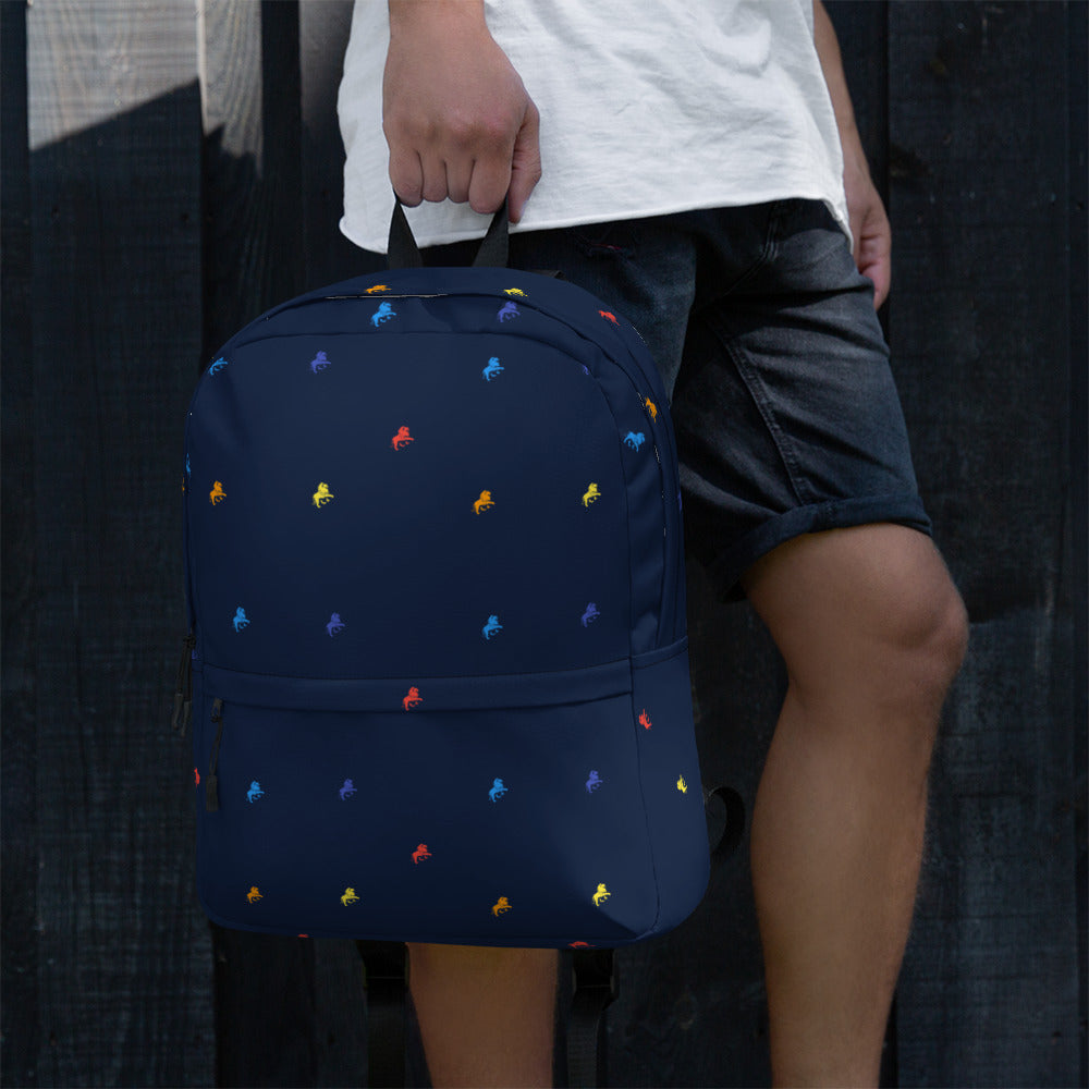 Lion logo monogram navy blue Backpack