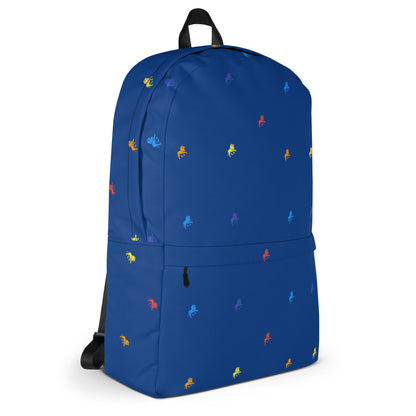 lion logo monogram blue Backpack