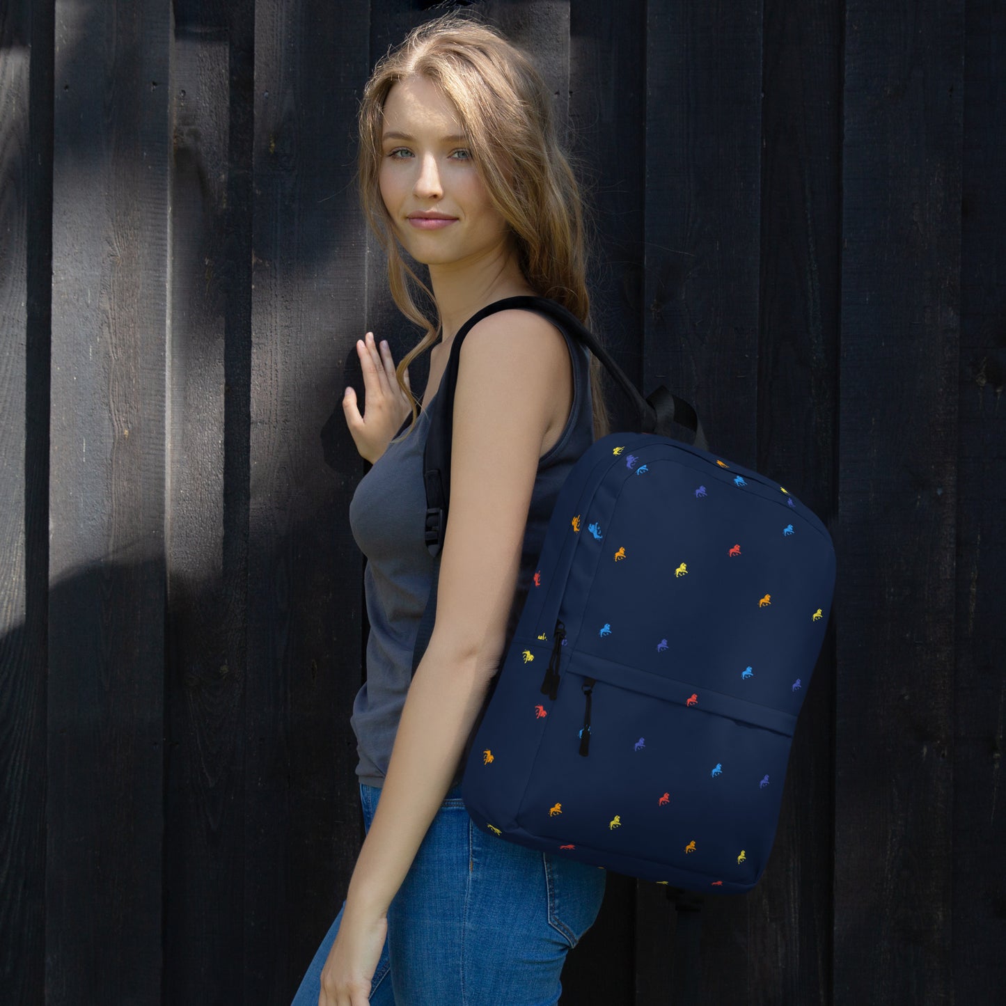 Lion logo monogram navy blue Backpack