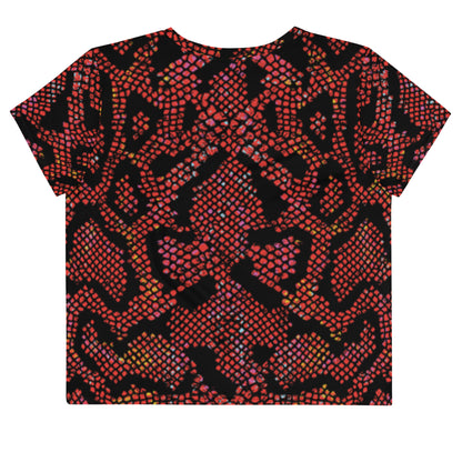 Snakeskin print Red Crop Tee