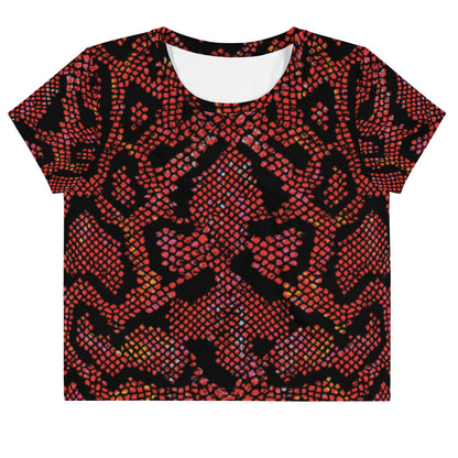 Snakeskin print Red Crop Tee