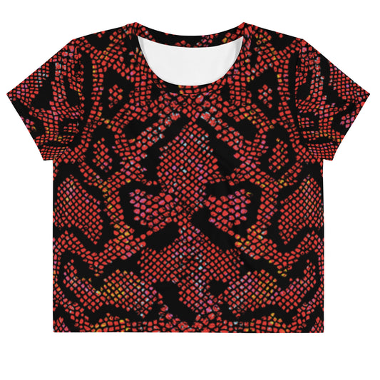 Snakeskin print Red Crop Tee