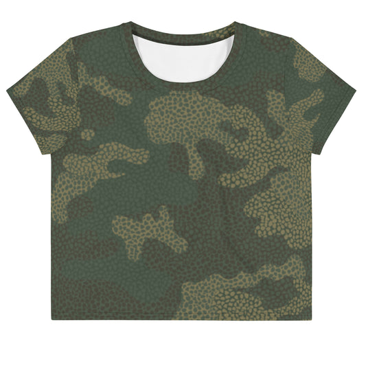 Green Camo Print Crop Tee