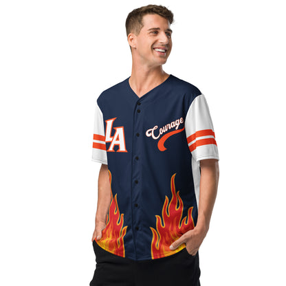 Courage flaming hot baseball jersey