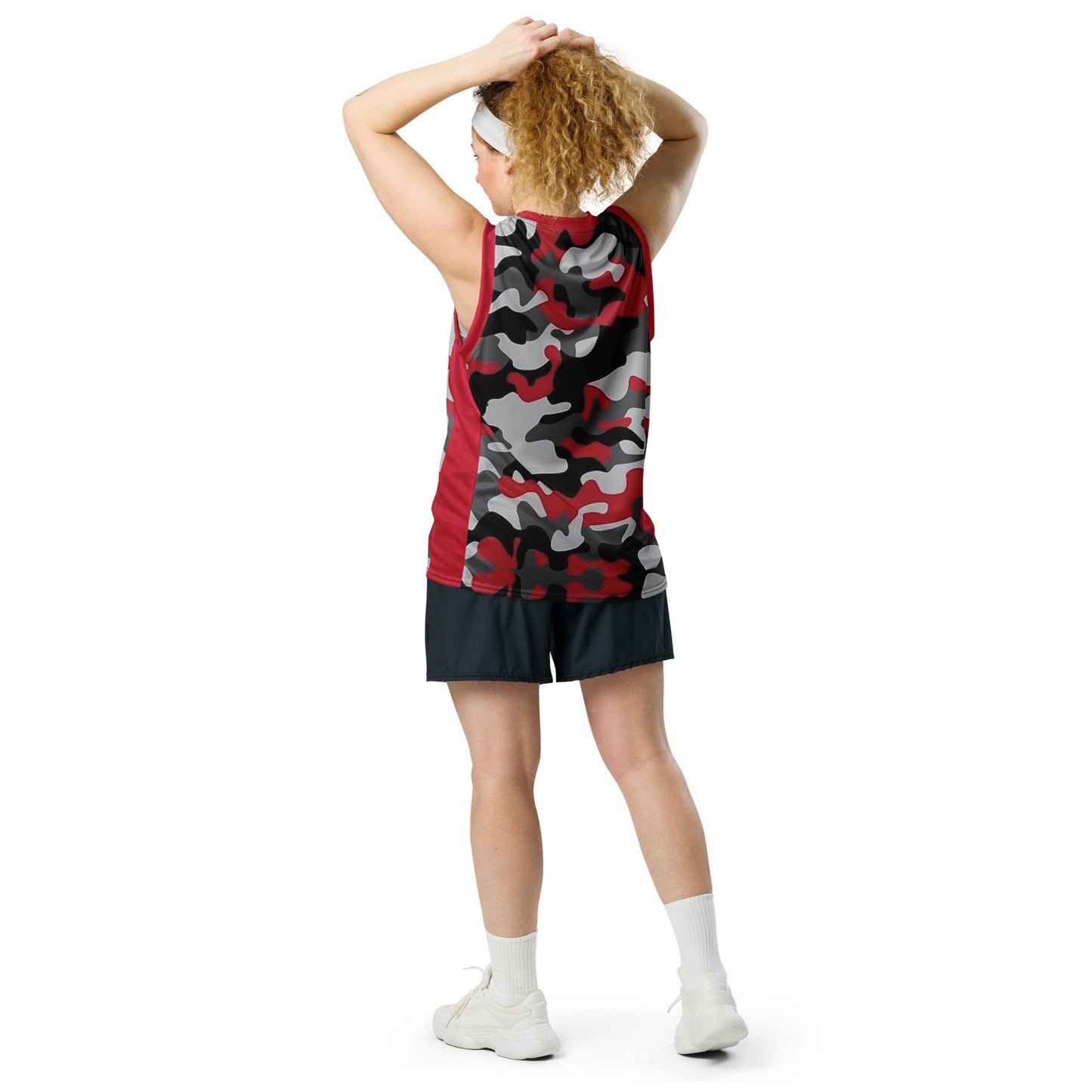 Caleb unisex red camo basketball tank