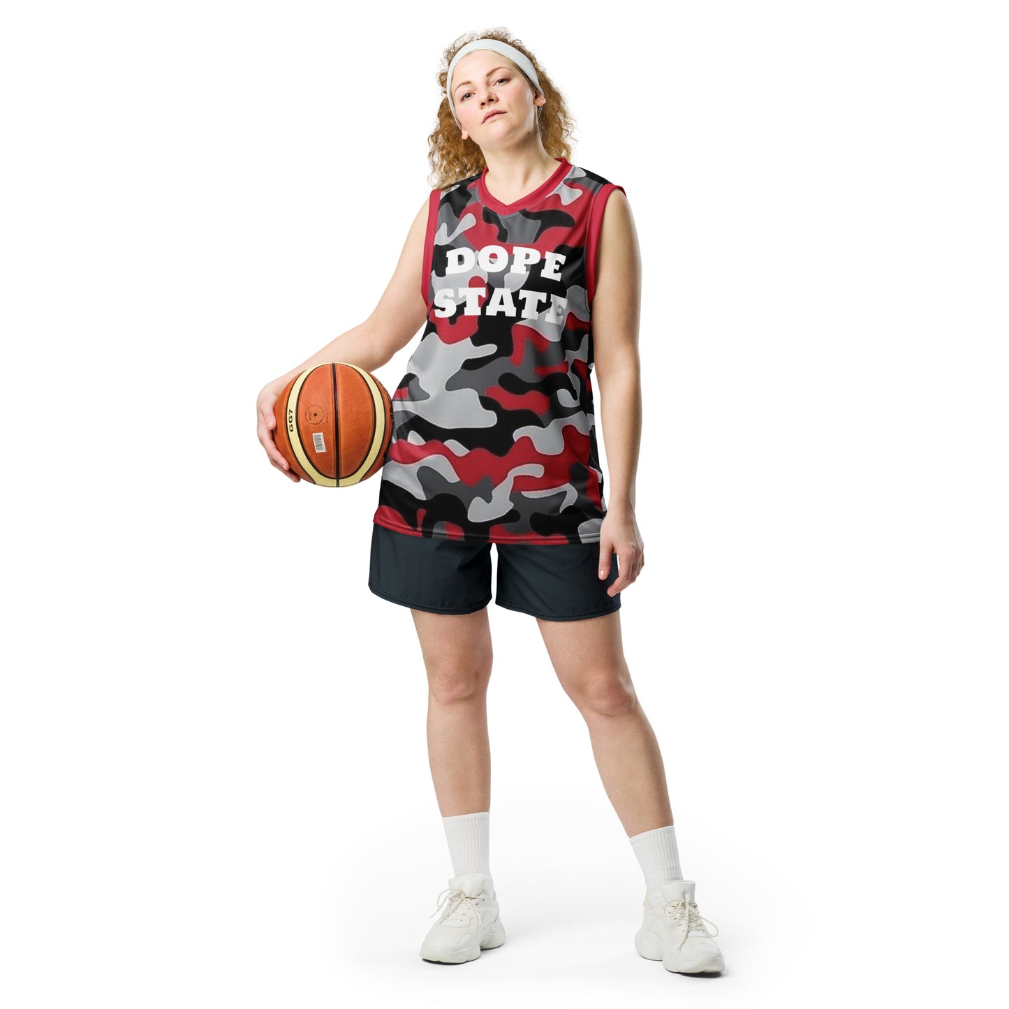 Caleb unisex red camo basketball tank