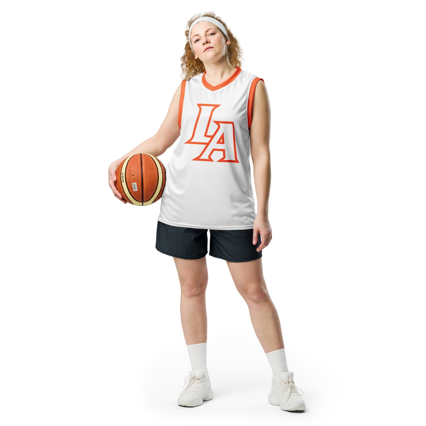 LA (orange/white) basketball jersey