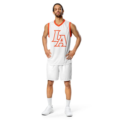 LA (orange/white) basketball jersey