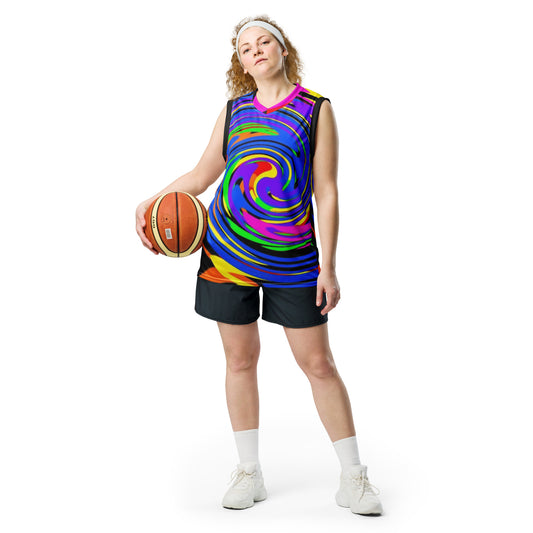 Swirl color wheels basketball jersey