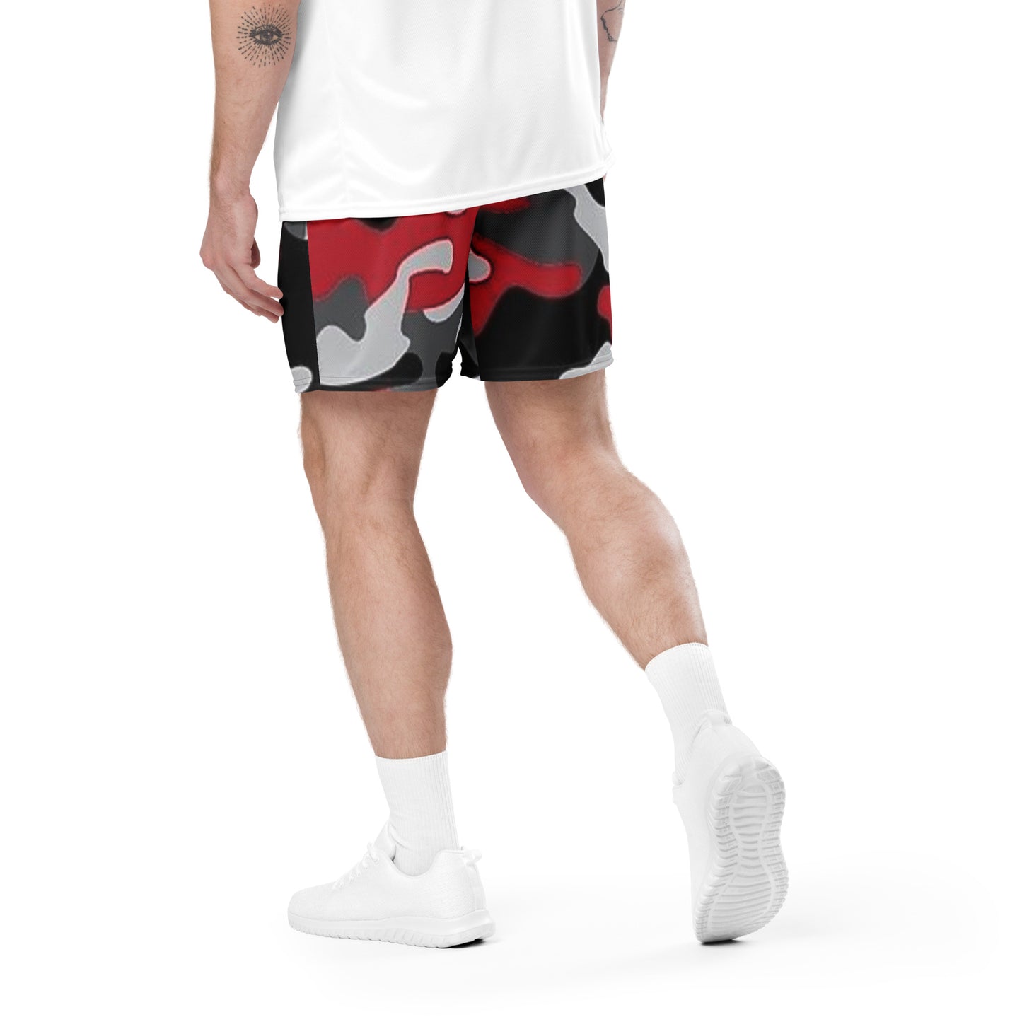 Caleb unisex red camo basketball mesh shorts