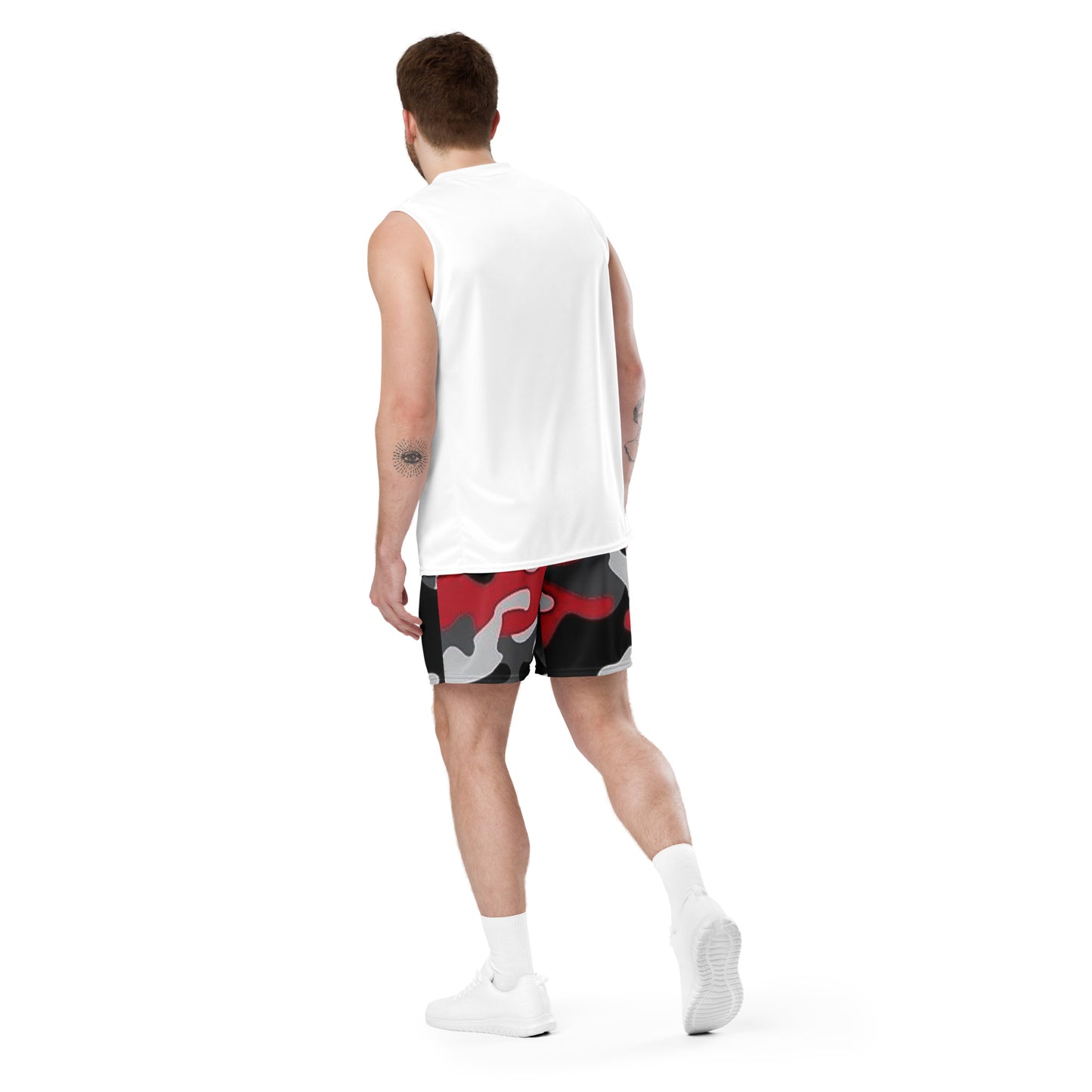 Caleb unisex red camo basketball mesh shorts