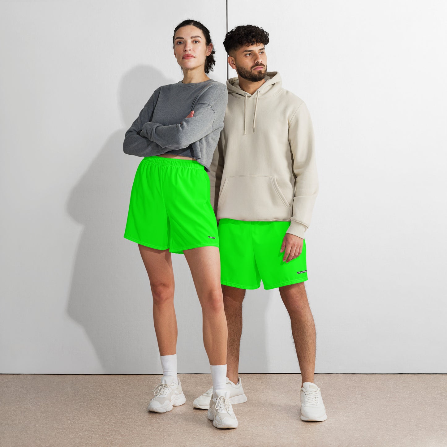 Caleb Unisex highlighter green sporty Shorts