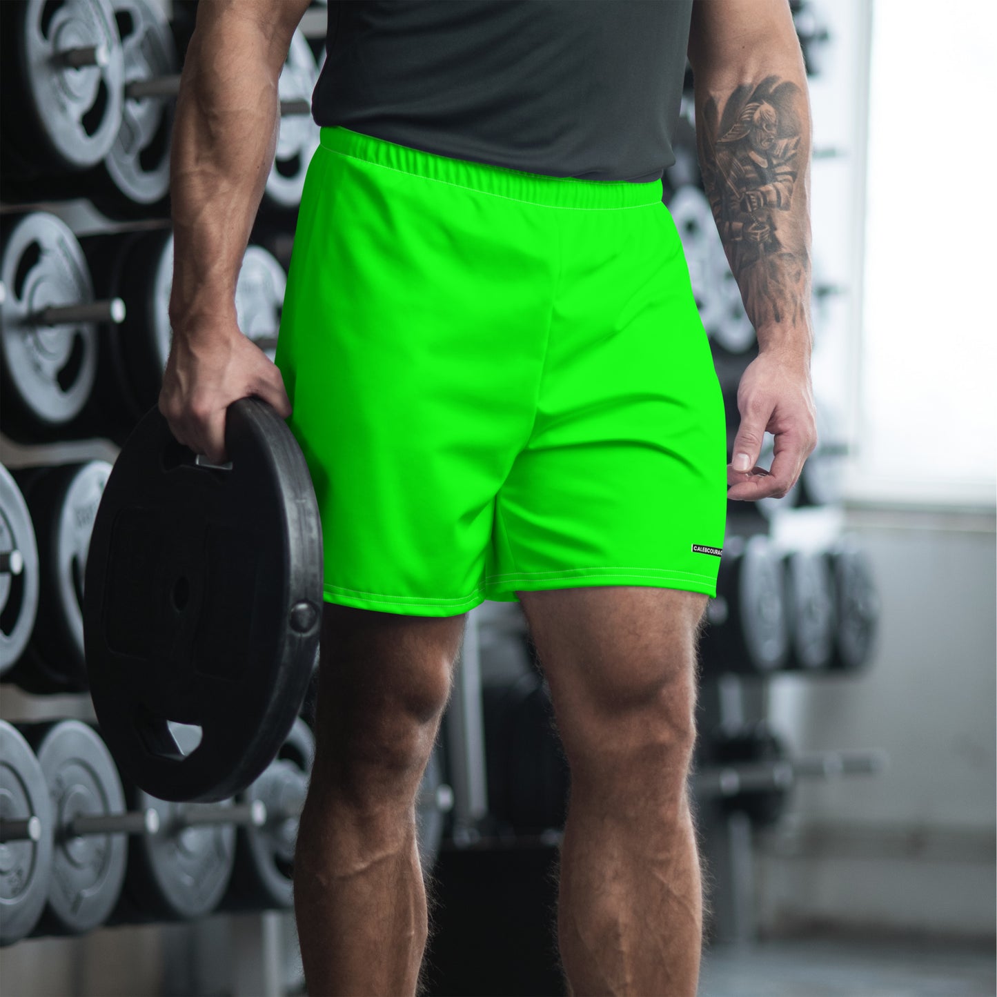 Caleb Unisex highlighter green sporty Shorts