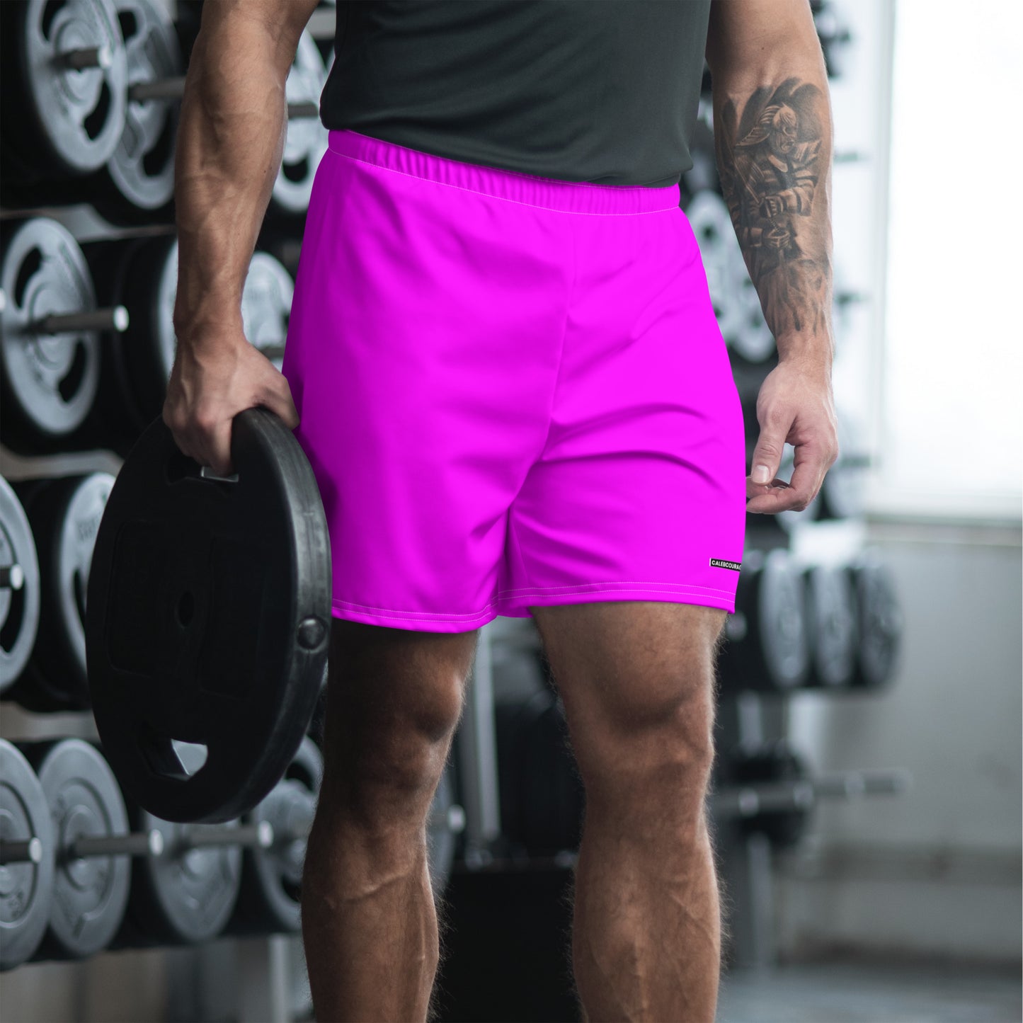 Caleb Unisex highlighter pink sporty Shorts