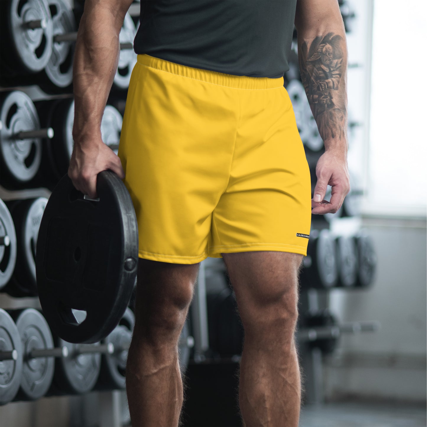 Caleb Unisex yellow sporty Shorts