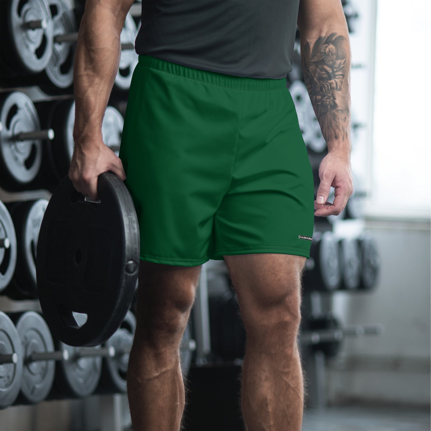 Caleb Unisex dark green sporty Shorts