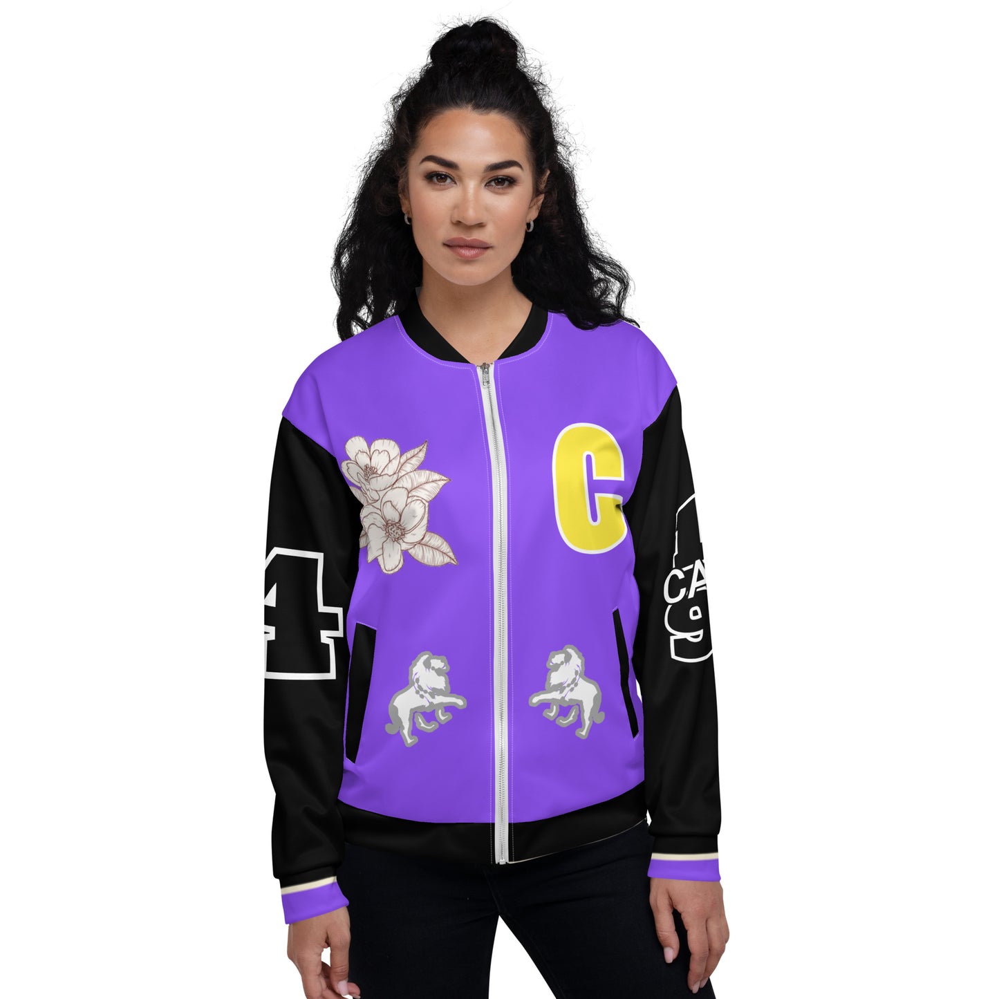 Caleb printed letterman Unisex Bomber Jacket