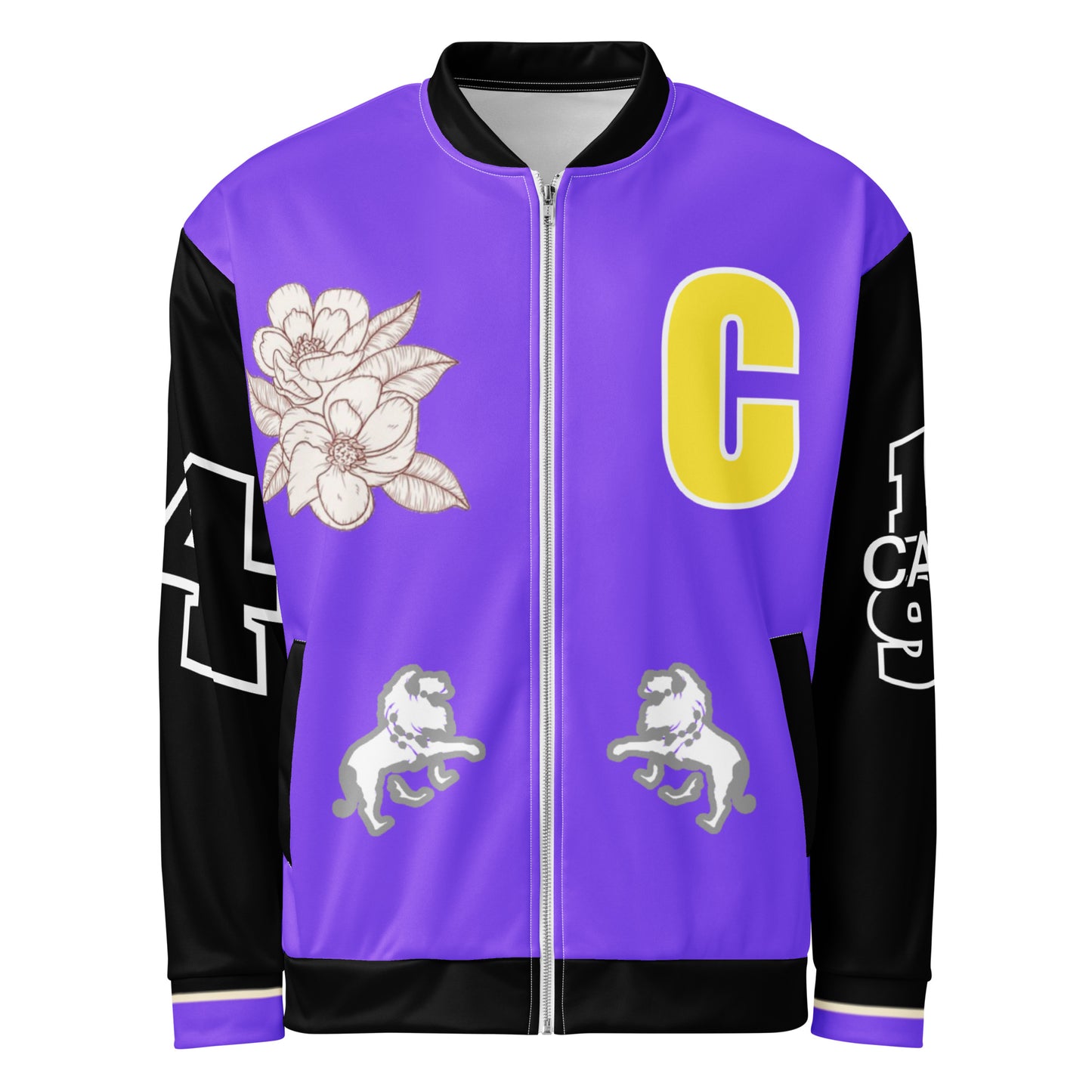 Caleb printed letterman Unisex Bomber Jacket