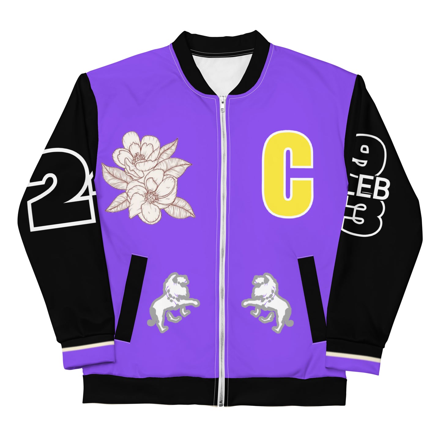 Caleb printed letterman Unisex Bomber Jacket