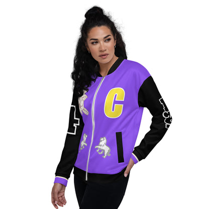 Caleb printed letterman Unisex Bomber Jacket