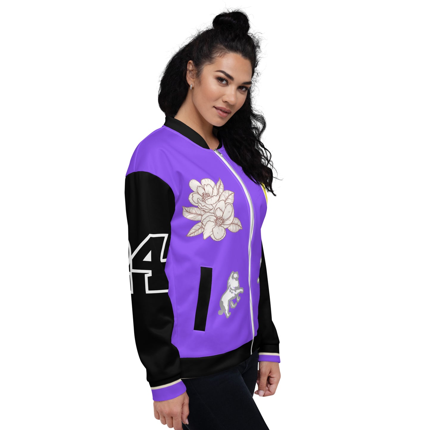 Caleb printed letterman Unisex Bomber Jacket