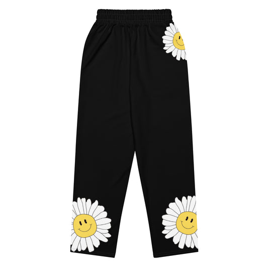 Caleb Wide-leg sunflower joggers blk