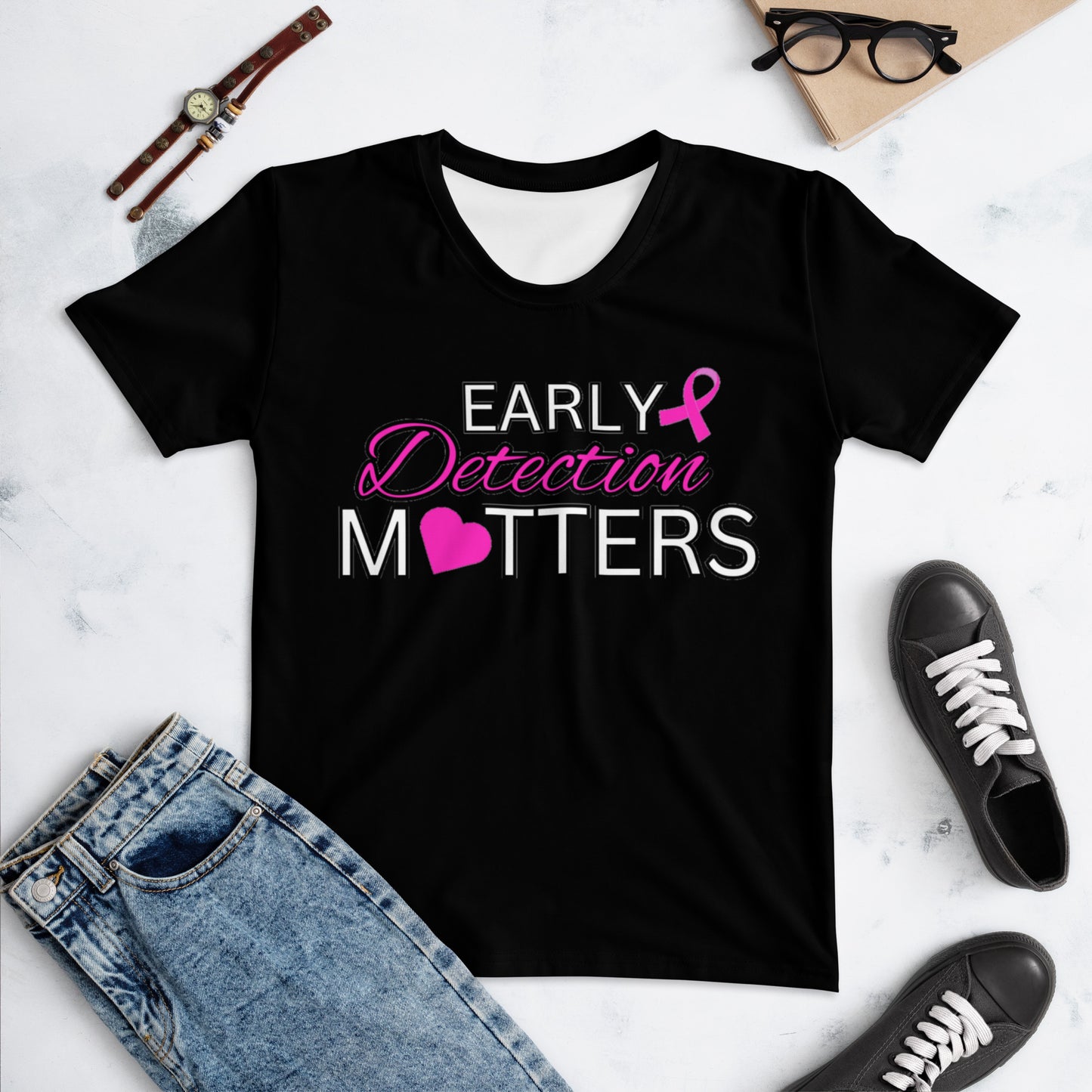 Women's black/pink cancer T-shirt